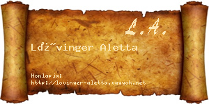 Lővinger Aletta névjegykártya