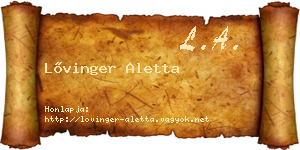 Lővinger Aletta névjegykártya